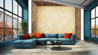 wood frame with old paper isolated on white Wall mural