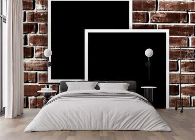 Empty instant photos on grunge brick wall background Wall mural