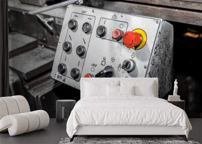 Panel with buttons control system of old industrial equipment Wall mural