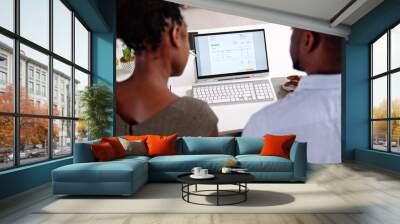 African Woman Using Electronic Invoice Bill Wall mural