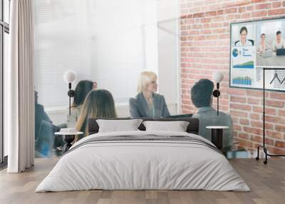 Business Team Having Video Conference Wall mural