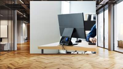 Businessman Using Business Computer In Office Wall mural