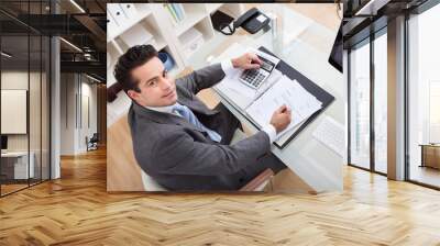 Businessman Working At Desk Wall mural