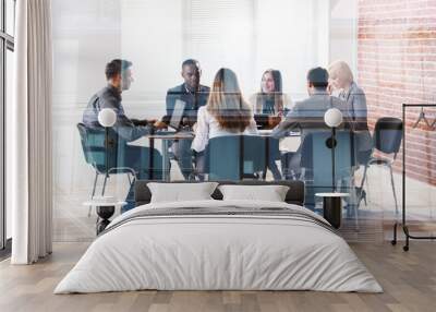 businesspeople in meeting Wall mural