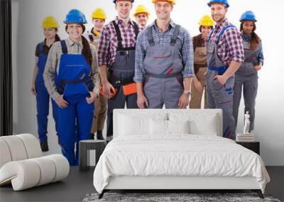 Confident diverse team of workmen and women Wall mural