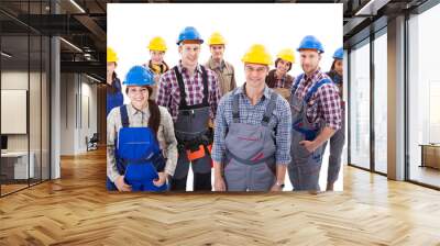 confident diverse team of workmen and women Wall mural