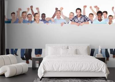 Diverse People Holding Blank Placard Wall mural