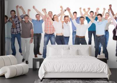 Diverse People In Casuals Celebrating Success Wall mural