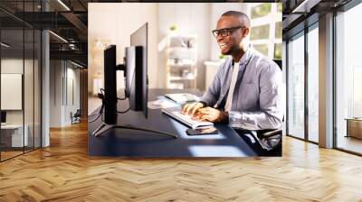 Efficient African American Businessman Managing Documents Wall mural