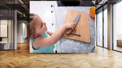 Girl Taking Kitchen Knife Wall mural