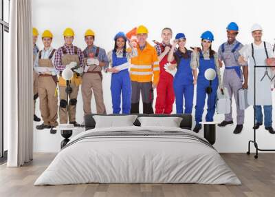 Group Of Construction Workers Wall mural