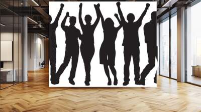 Large group of people celebrating. Vector image Wall mural