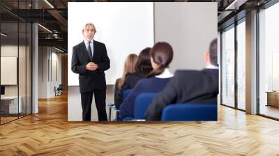 Mature businessman giving business training Wall mural