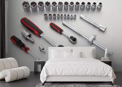 Metallic wrench tool set Wall mural