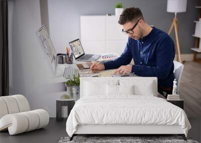 Real Estate Designer Working On Computer Wall mural