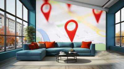 Road Map With Navigation Icons Wall mural