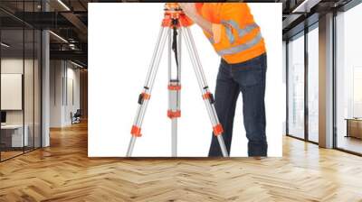 senior land surveyor with theodolite Wall mural