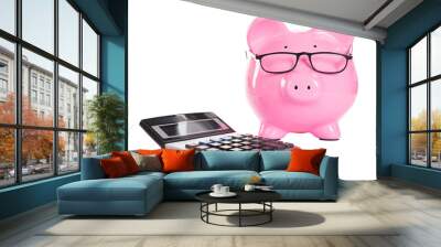 Smart Piggybank: accountant counting income and budgeting taxes Wall mural