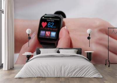 Smart Watch Showing Heartbeat Monitor Wall mural