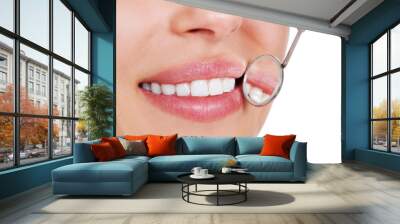 Smiling woman with white teeth Wall mural