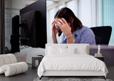 Stressed Sick Employee Woman Wall mural