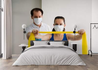 Therapist Doing Band Resistance Shoulder Physical Wall mural