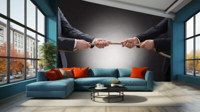 Two Businessman Pulling Rope Wall mural