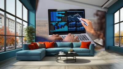 Two Businesspeople Analyzing Financial Graph Wall mural