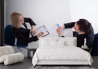 two businesspeople talking with each other Wall mural