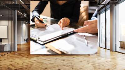 Two Businesspeople Working On Contract Paper Wall mural