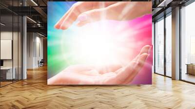 Woman's Hand Protecting Light Wall mural