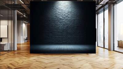 Contemporary Black Brick Wall Atmospheric Lighting Wall mural