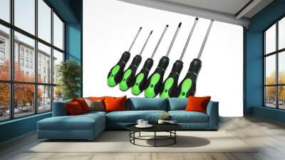 Screwdriver set 10 pieces on a white background.  Wall mural