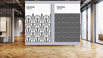 Set of flyer, posters, banners, placards, brochure design templates A6 size. Art deco monochrome patterns. Graphic design templates for greeting, invitation cards. Geometric vector backgrounds. Wall mural