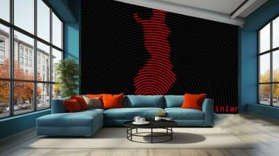 a map of finland, with a dark background and the country's outline in the shape of a colored spiral, Wall mural