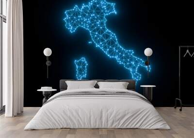 A sketching style of the map Italy. An abstract image for a geographical design template. Image isolated on black background. Wall mural