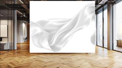 Abstract background of white wavy silk or satin. 3d rendering image. Wall mural