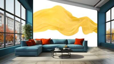 Abstract background of yellow wavy silk or satin. 3d rendering image. Wall mural