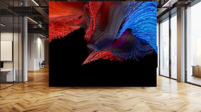 Beautiful abstract lines on a black background. Modern technological background. Futuristic design. 3d rendering image. Wall mural