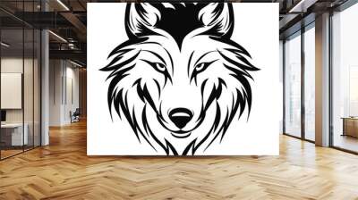 Wolf head vector art, isolated in white background, vector illustration. Abstract background. Design for tattoo, stickers, t shirts, game mascot sport logo, wall painting, canvas painting. Wall mural