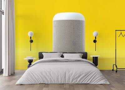 smart speaker isolated on yellow background Wall mural