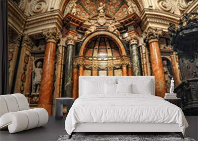 The brilliant architect Guarino Guarini in the Piedmontese Baroque style built the Church of San Lorenzo in 1666-1680. Many innovations of this church have entered the world architecture.    Wall mural