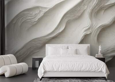 The image is a white and grey abstract painting of a wave Wall mural