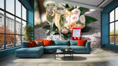 two glasses of champagne Wall mural