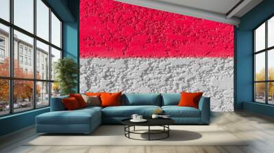 Wall Two Colors Red and White Abstract Design Plaster Texture Stucco Background Wall mural