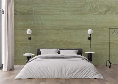 Wooden boards texture in green paint background plank pattern surface Wall mural