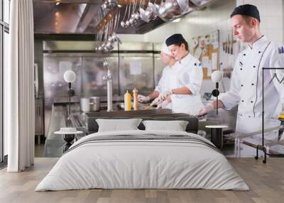 work of a group of chefs in a luxury restaurant. Wall mural