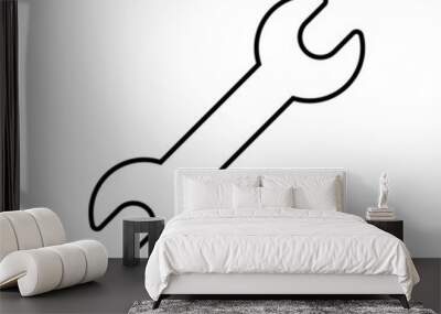 Wrench tool icon in line style Wall mural