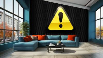 Yellow exclamation Sign. Vector Wall mural