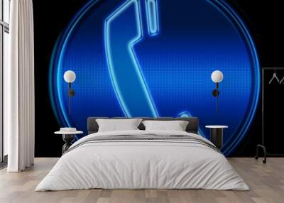 button phone blue. (with clipping path) Wall mural